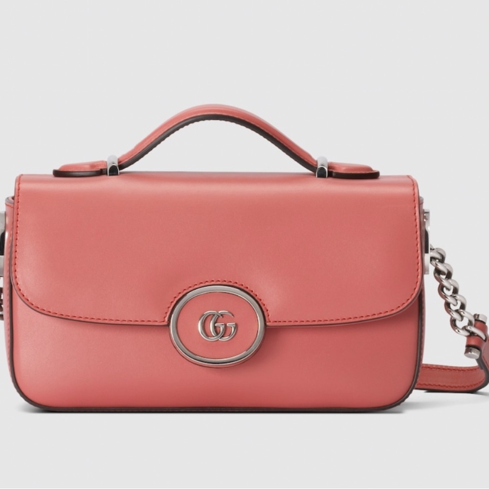 $3,880 New, Authentic GUCCI Petite GG Shoulder Bag Pink Leather Silver Chain